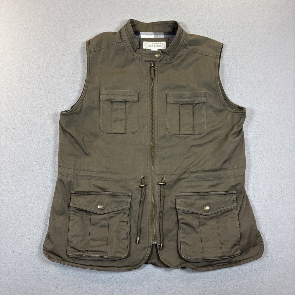 Gander‎ Mountain Guide Series Vest Womens Large Green Outdoors Flannel Lined